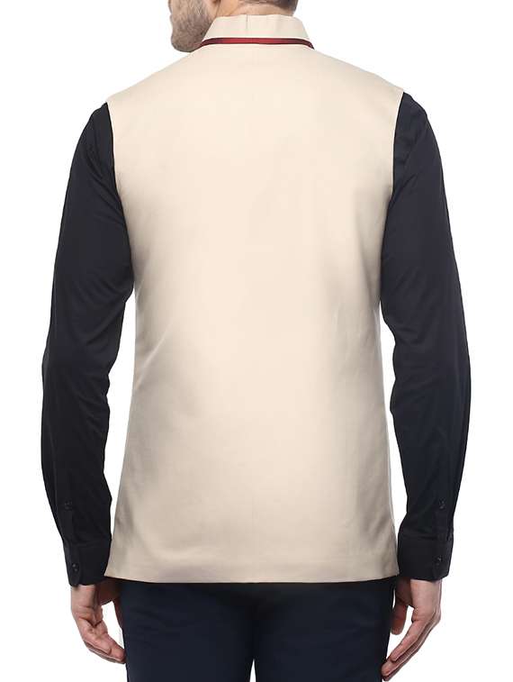 beige cotton nehru jacket - 12086086 -  Standard Image - 2