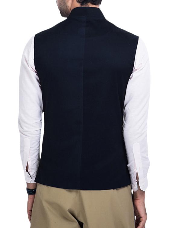 black cotton nehru jacket - 12086093 - Standard Image - 2