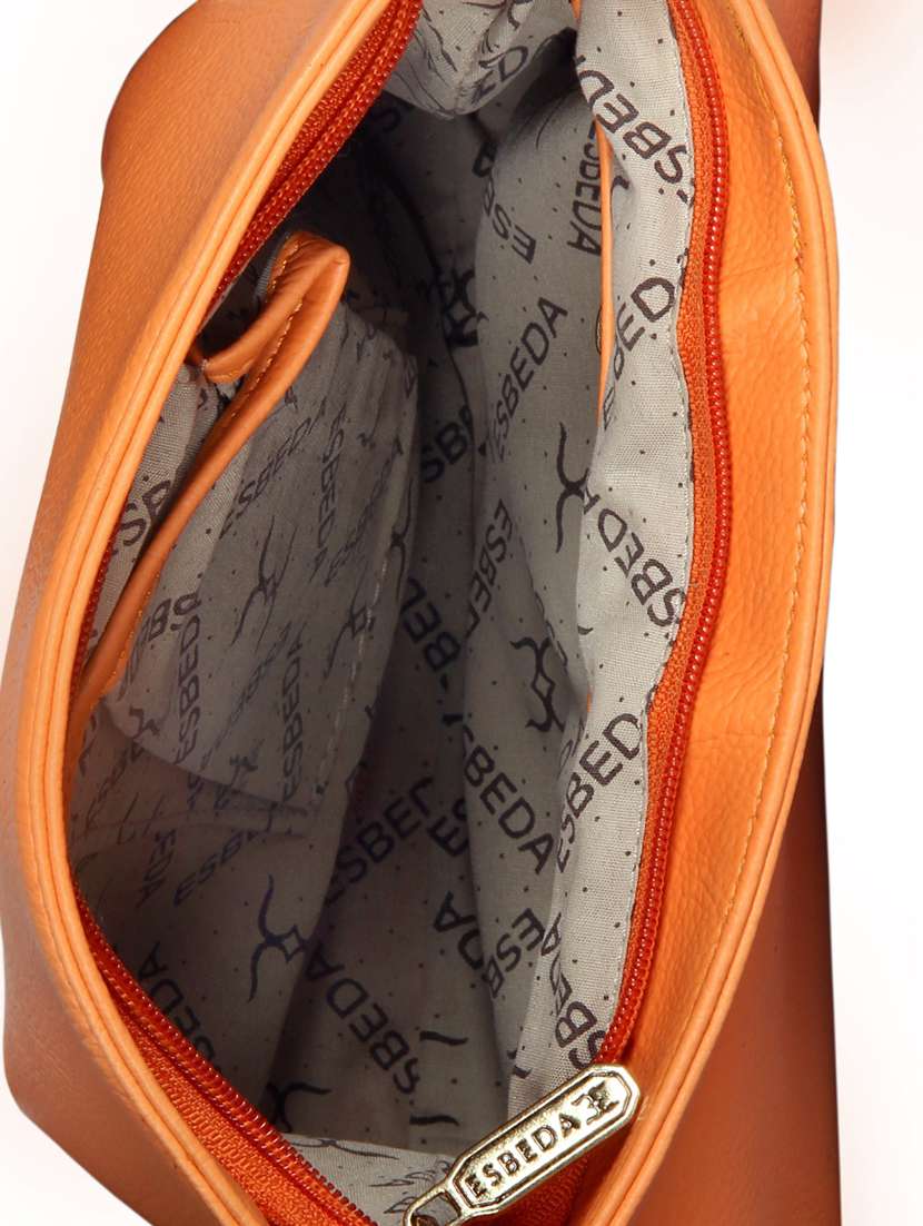 orange synthetic leather sling bag - 12086446 - Standard Image - 2
