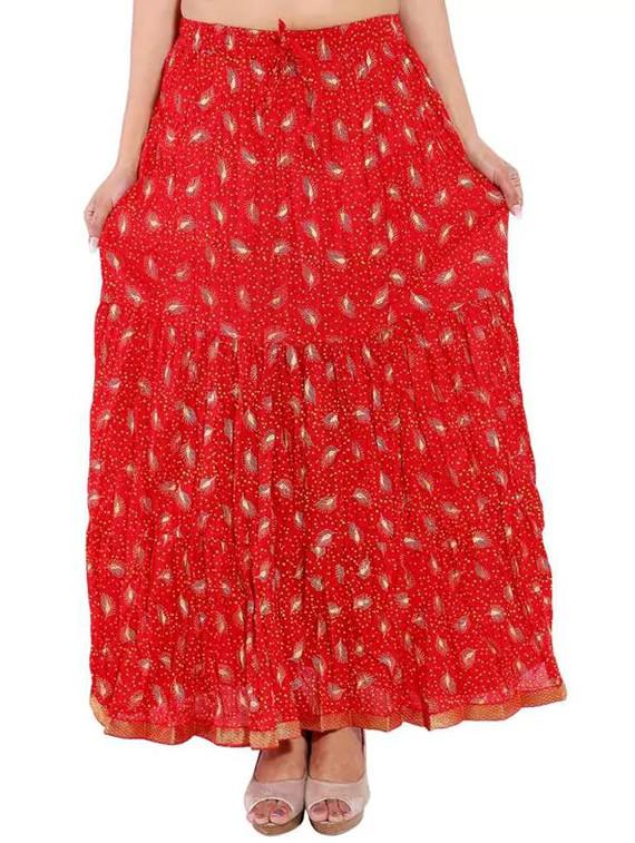 red cotton maxi skirt