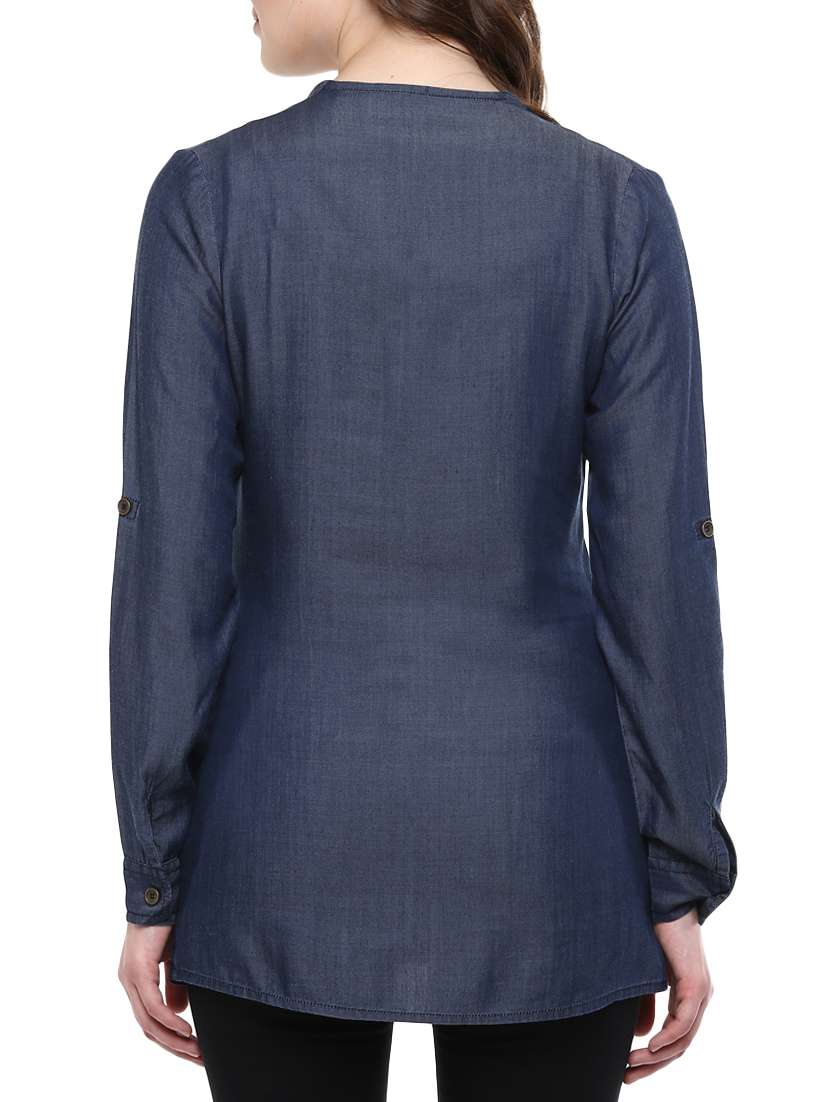 women's straight lapel neck top - 12089854 -  Standard Image - 2