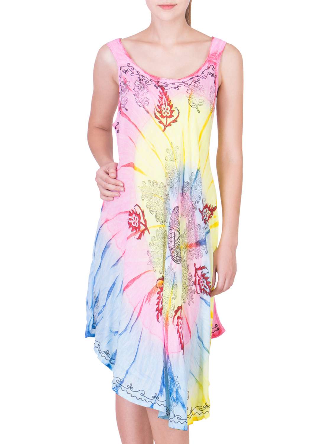 multicolored printed chiffon dress