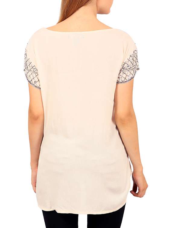 beige rayon embellished top - 12092632 -  Standard Image - 2