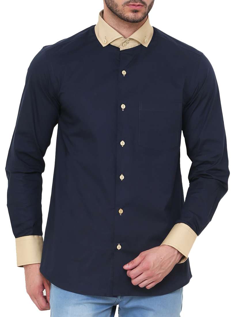 blue cotton casual shirt