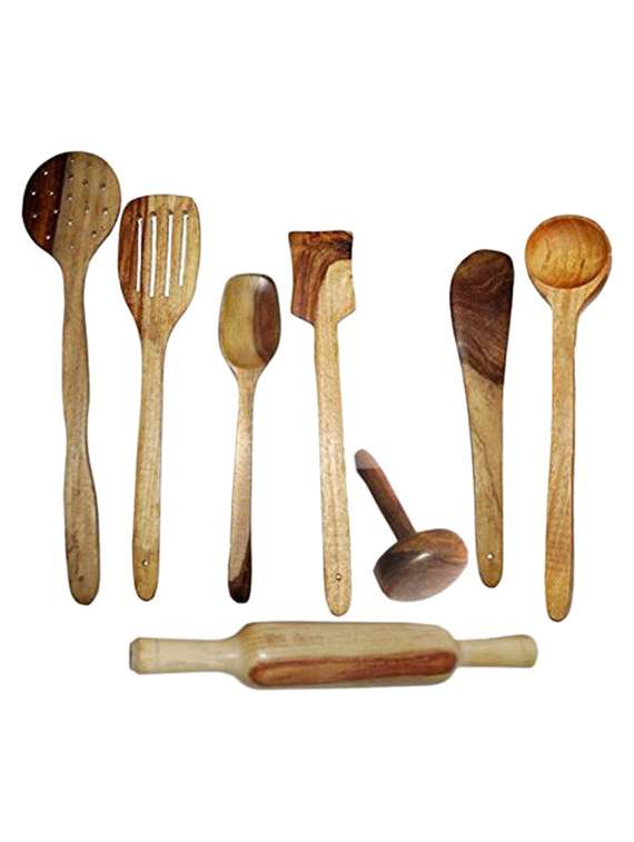 desi karigar wooden kitchen tools (pack of 8)