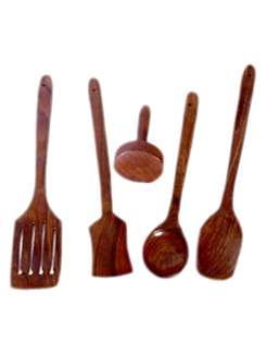 desi karigar wooden sheesham ladel set of 4 + 1 masher