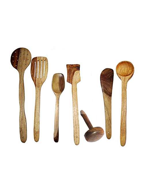 desi karigar wooden ladles set of 7 pcs - 12096655 - Standard Image - 0