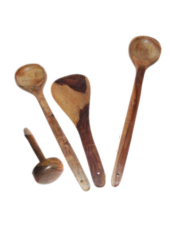 desi karigar wooden 3 ladles & 1 masher