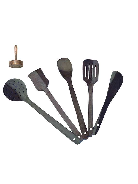 desi karigar wooden ladle set of 6 pieces