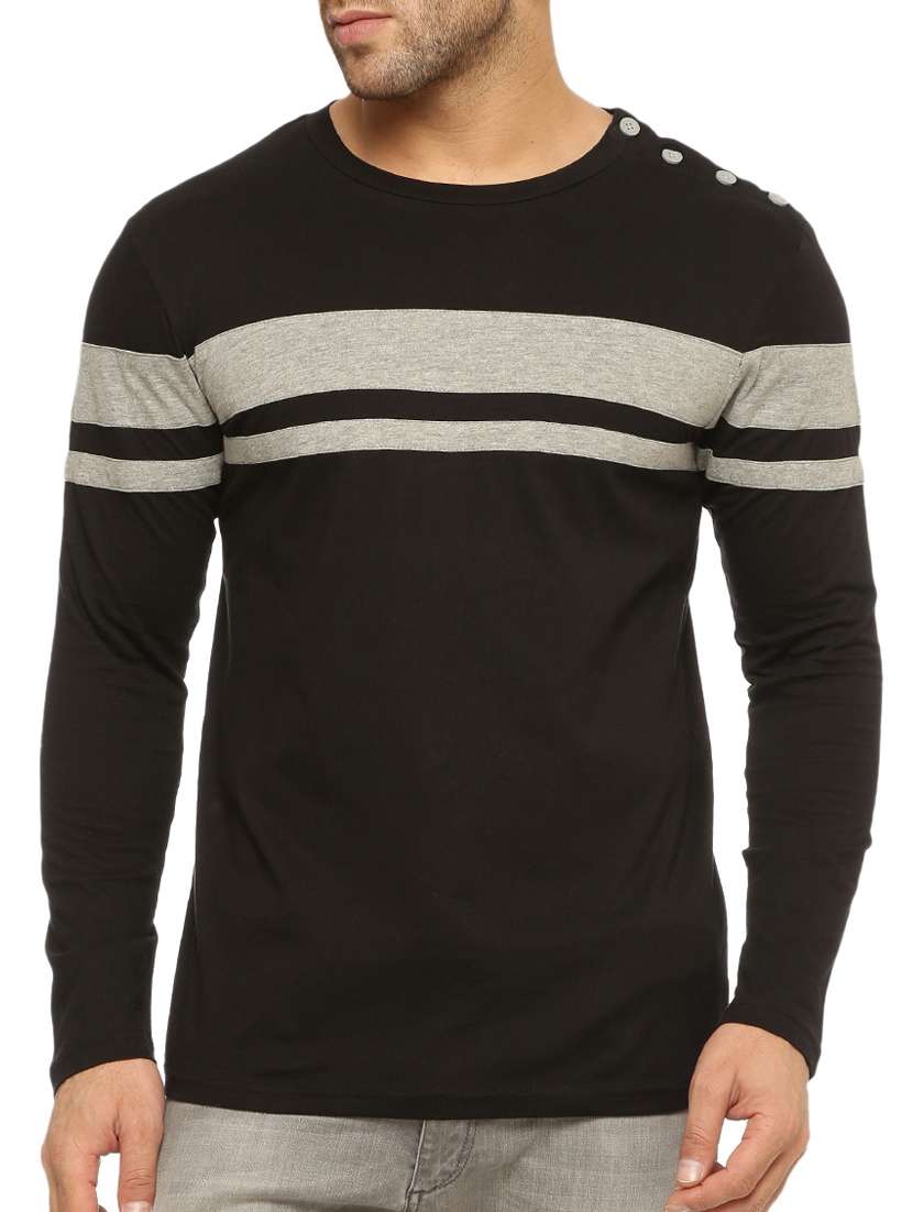 black cotton striped t-shirt