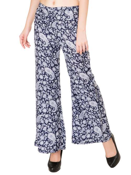 blue polyester palazzos - 12102135 -  Standard Image - 0