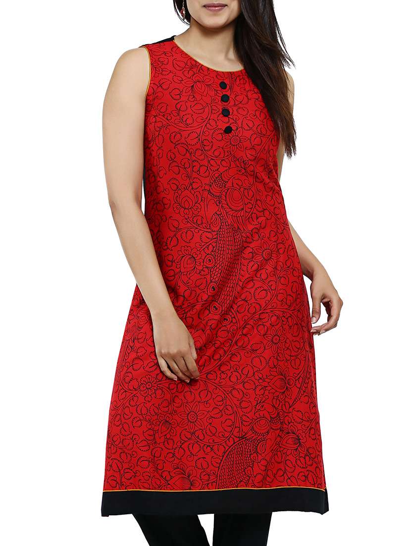 red & black rayon kurta