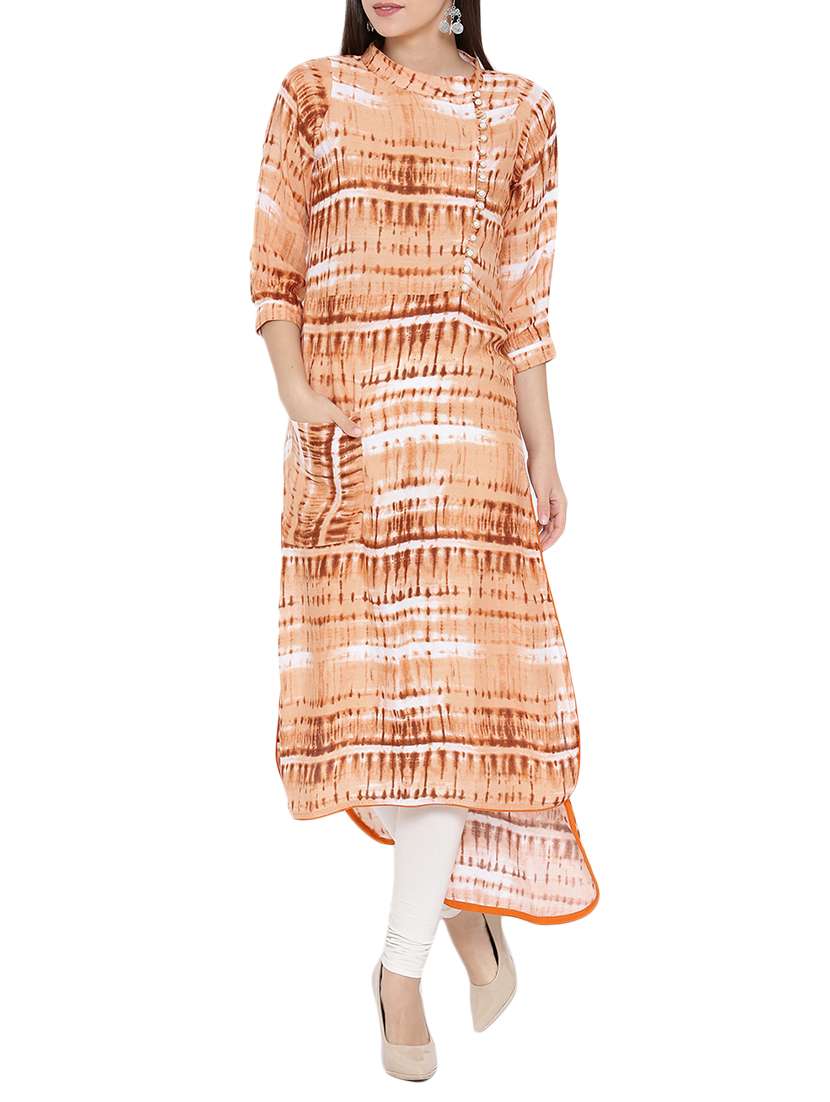 brown rayon highlow kurta