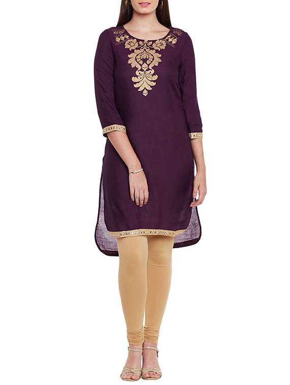purple viscose straight kurta