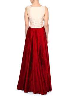 white christmas dresses Cream and Berry Princess Thob Dress with Satin Details 50/(4XL) main image 1
