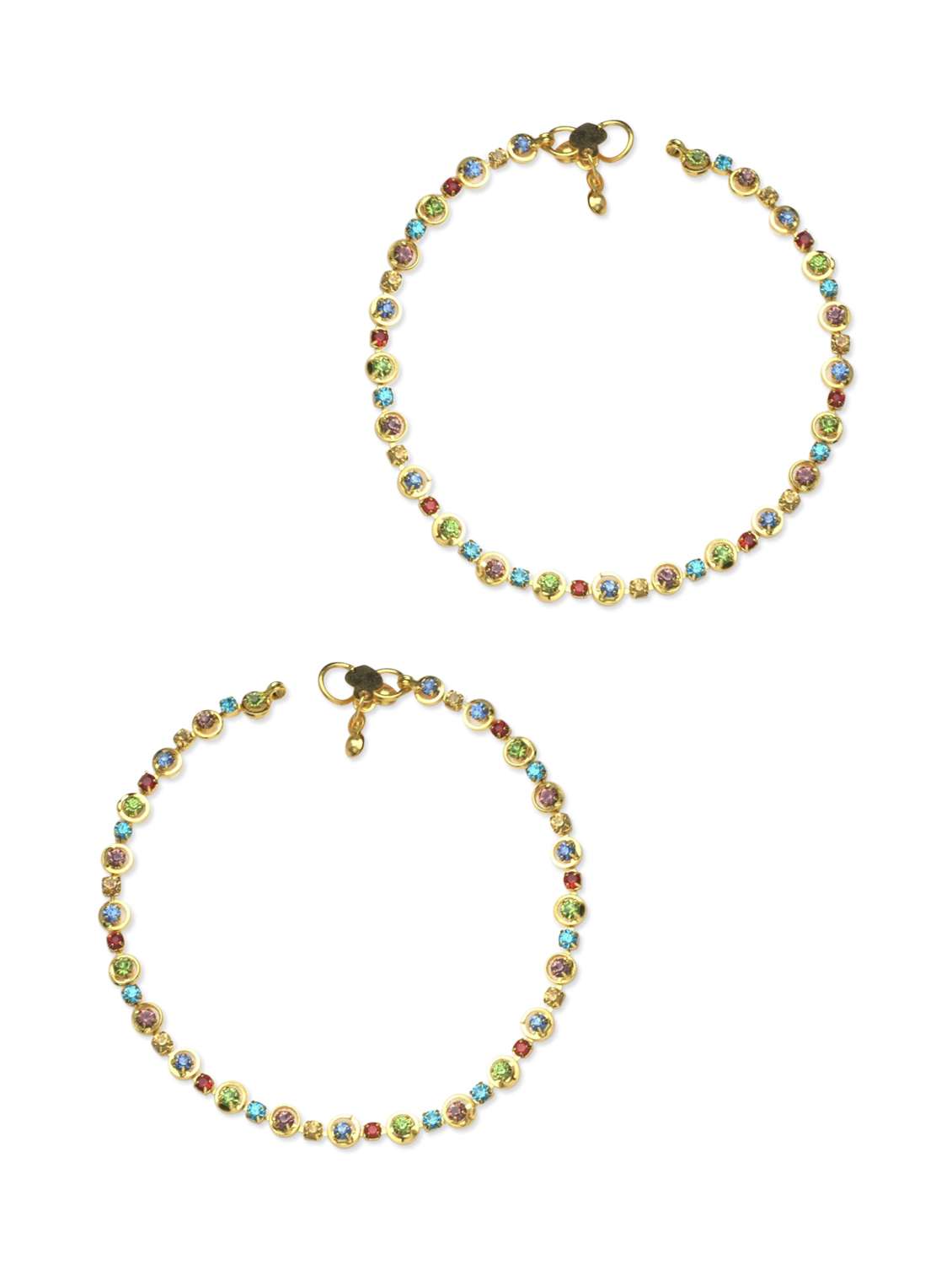 multi colored brass anklets