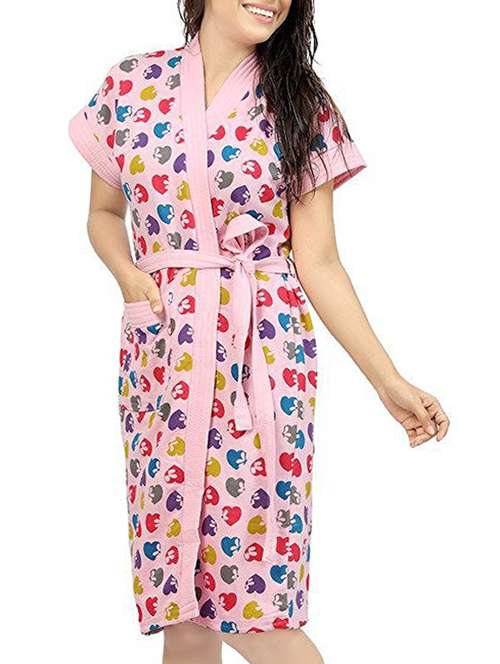 pink cotton bathrobe - 12107984 -  Standard Image - 0