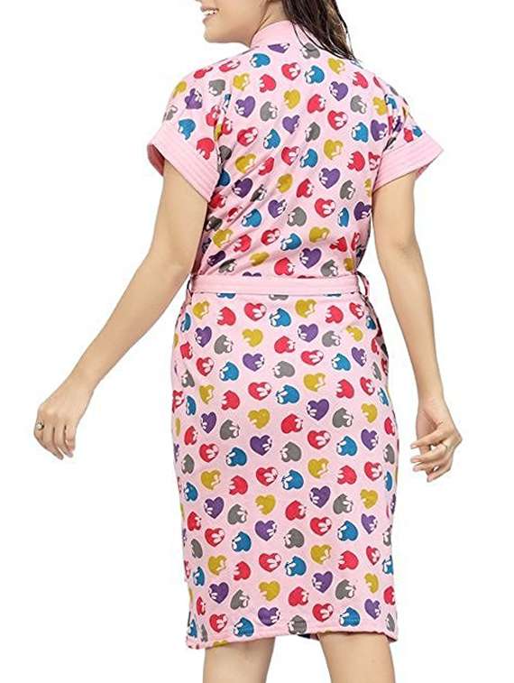 pink cotton bathrobe - 12107984 - Standard Image - 2