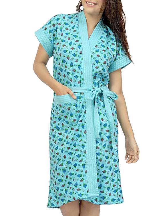 blue cotton bathrobe