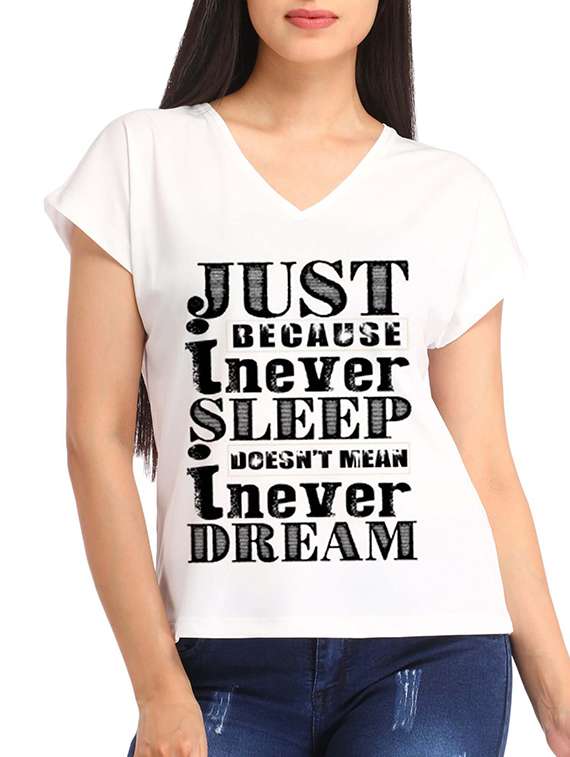 white printed cotton tee