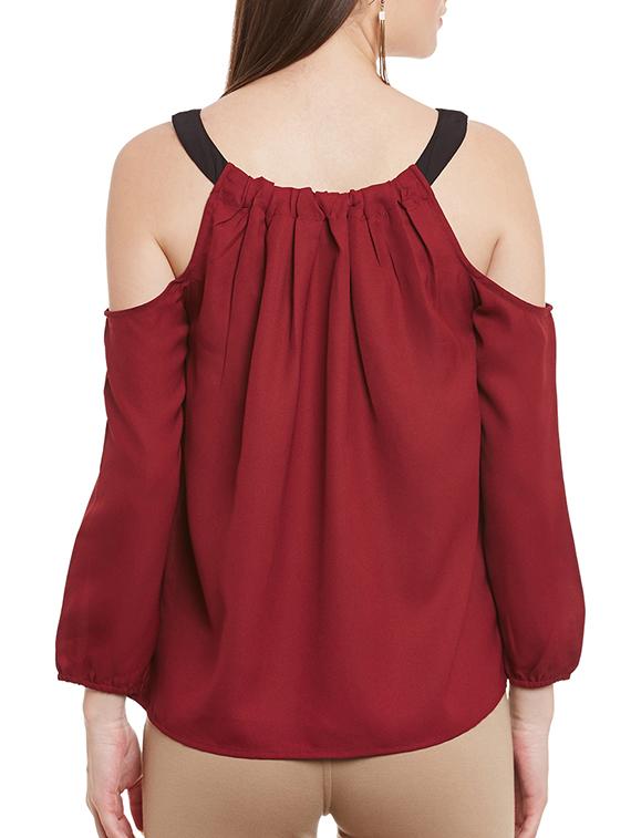 maroon georgette regular top - 12113509 - Standard Image - 2