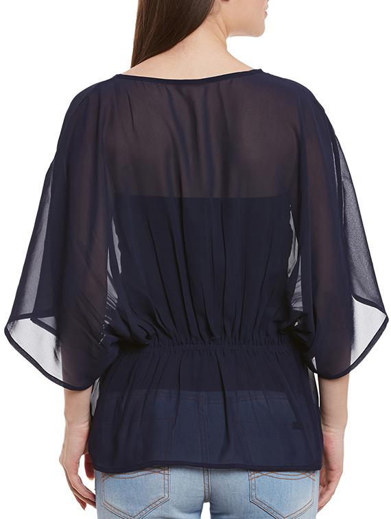 navy blue georgette solid top - 12113510 - Standard Image - 2