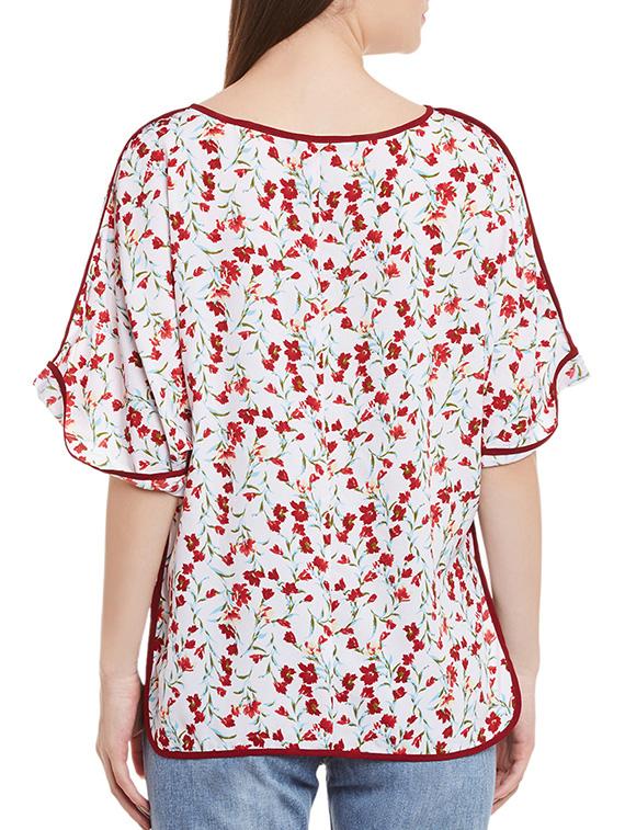 contrast piping detail floral top - 12113511 - Standard Image - 2