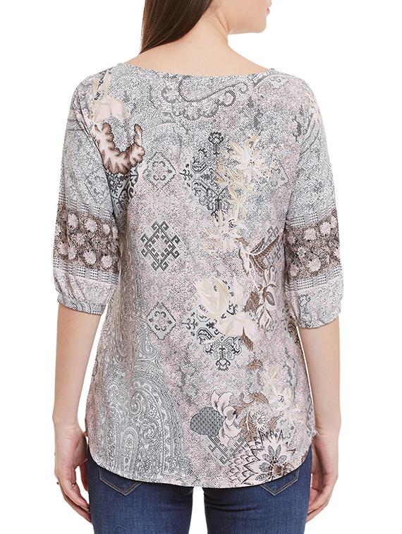 multicolored printed crepe regular top - 12113514 - Standard Image - 2