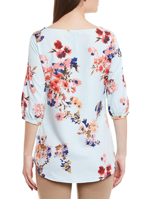 floral curved hem top - 12113515 - Standard Image - 2
