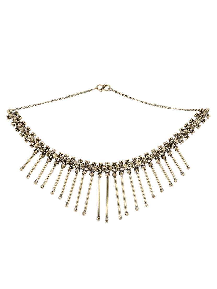 silver brass short necklace