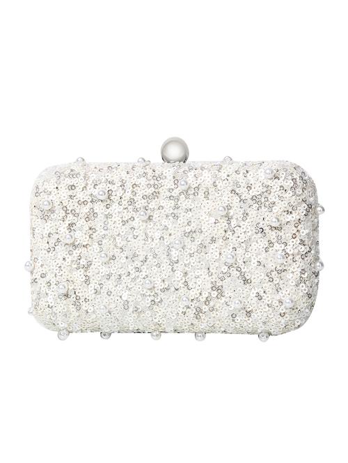 white sequin embellished box clutch - 12123057 - Standard Image - 0