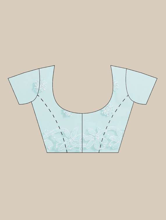 blue georgette hand embroidered chikankari saree with blouse - 12128291 -  Standard Image - 2