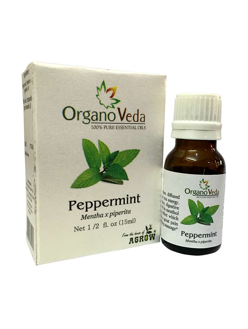 organo veda  peppermint essential oil, soothing and stress reliever 15ml
