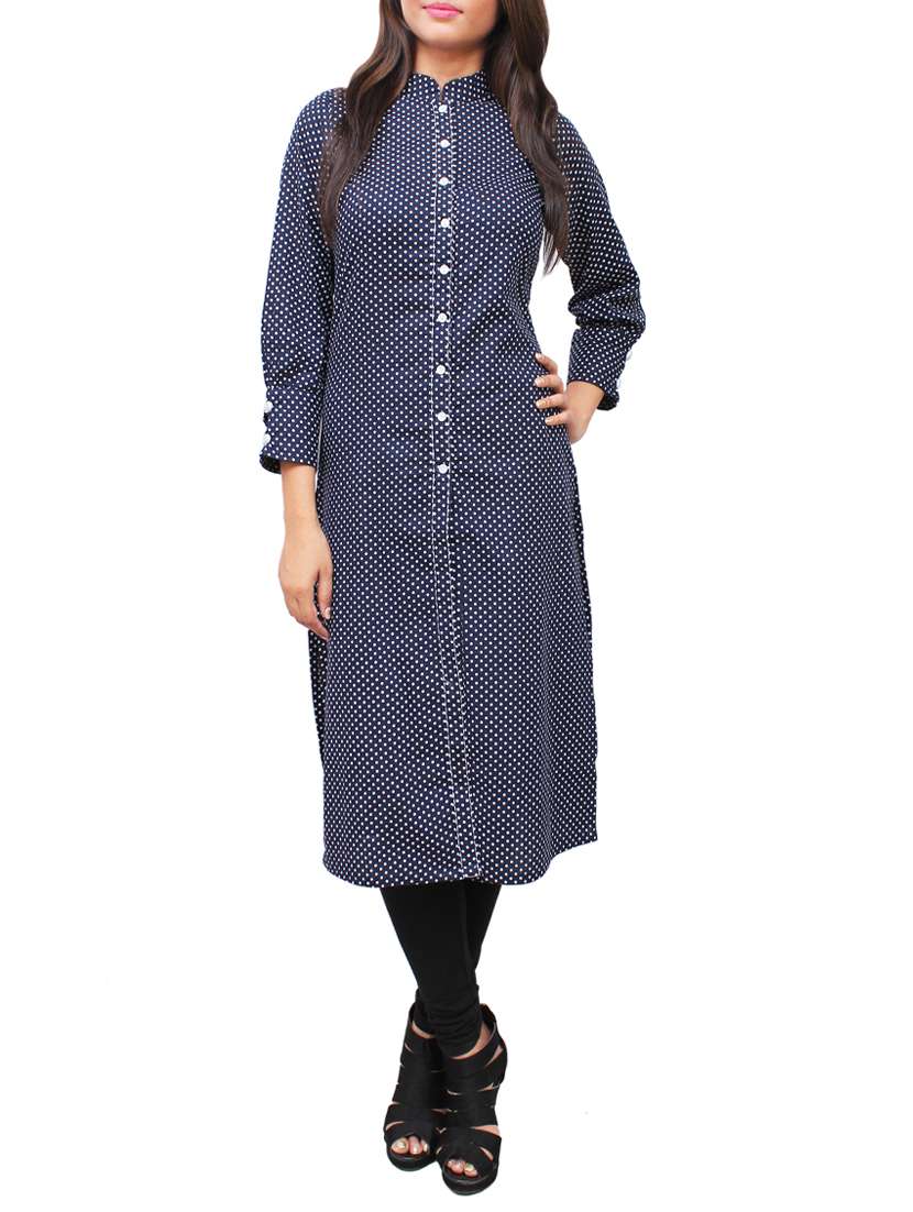 blue cotton straight kurta