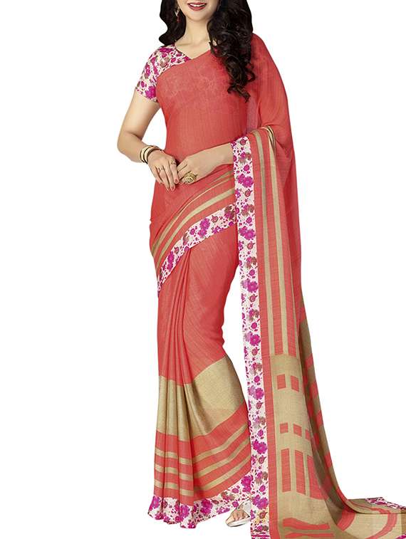 pink georgette saree with blouse