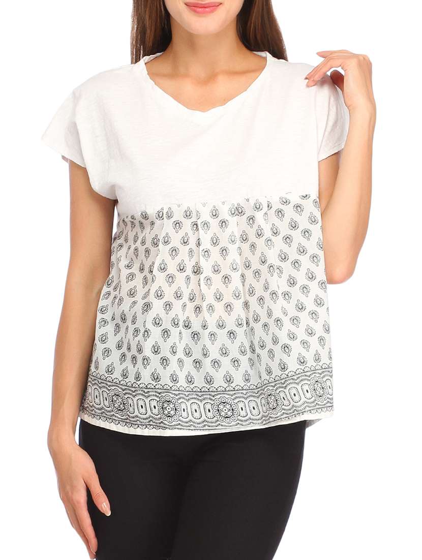 white cotton regular top