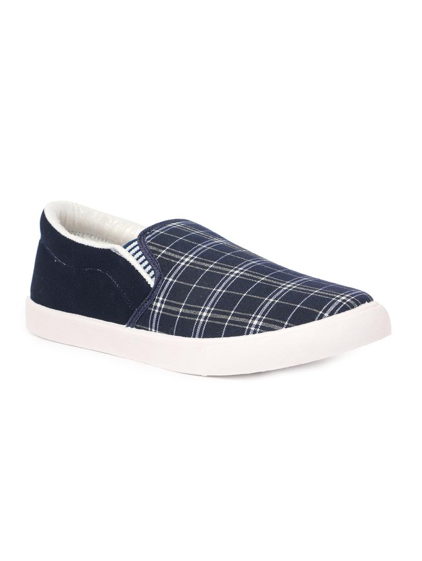 blue fabric slip on shoes