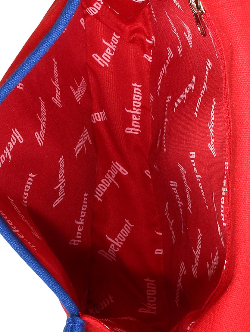 red printed canvas sling bag - 12155979 - Standard Image - 2