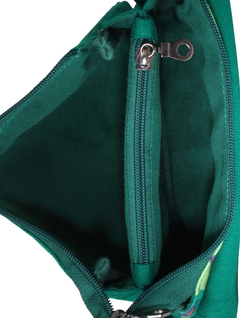 green printed canvas sling bag - 12155986 -  Standard Image - 2