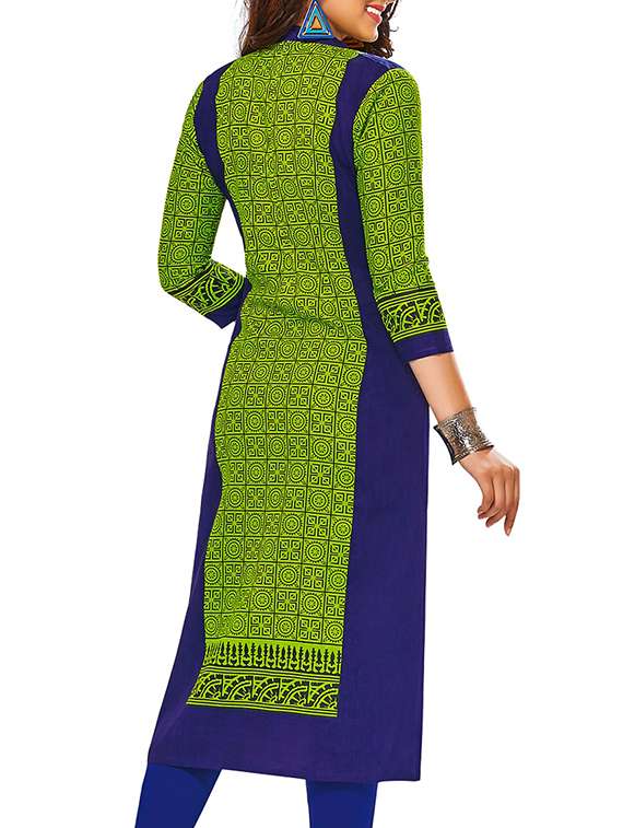 green cotton unstitched kurti - 12163011 -  Standard Image - 2
