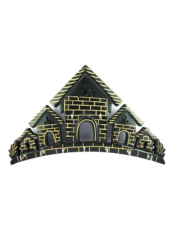 desi karigar beautiful home shaped wooden wall key hanger