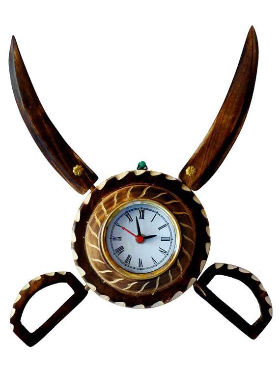 desi karigar antique wooden sword armour clock