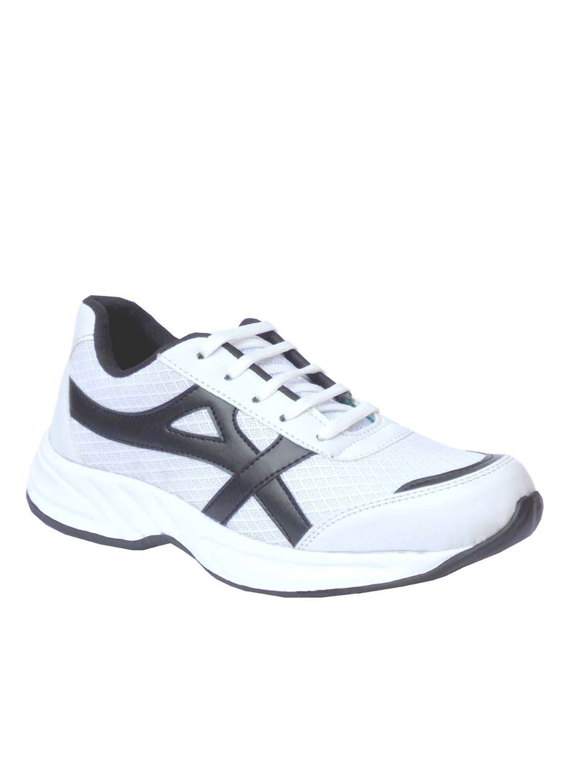 white faux leather lace up sport shoes