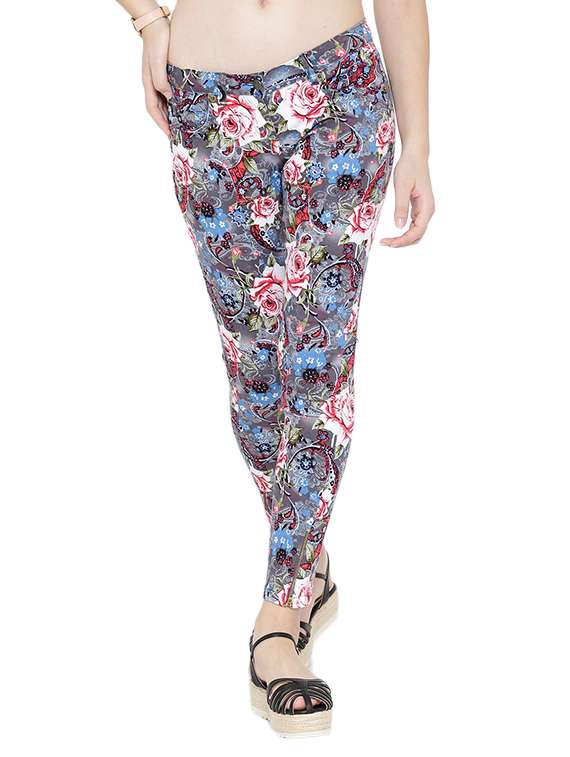 grey cotton printed trouser