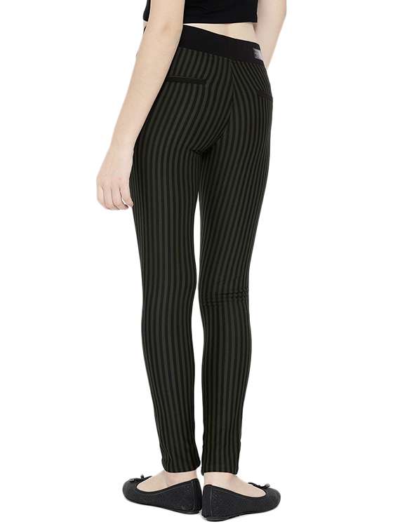 olive green striped cotton jegging - 12165453 - Standard Image - 2