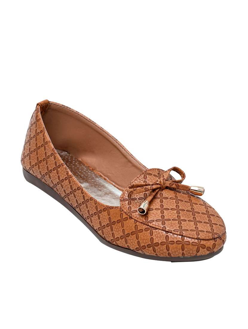 brown faux leather moccasin ballerina