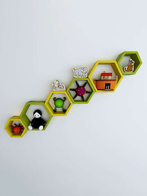  hexagon shape set of 6 wall shelves - 12167613 -  Standard Image - 2