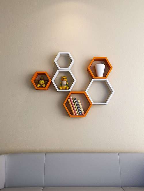  hexagon shape set of 6 wall shelve - 12167624 -  Standard Image - 0