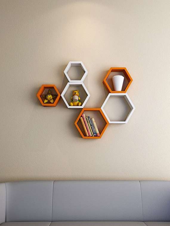  hexagon shape set of 6 wall shelve