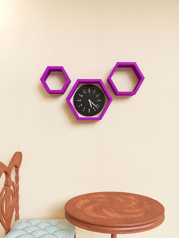  hexagon shape set of 3 wall shelves